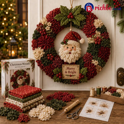 🔥49% Off Last Day - BUY 2 GET 1 FREE🔥🎄 3D Fabric Poke Wreath DIY Kit2