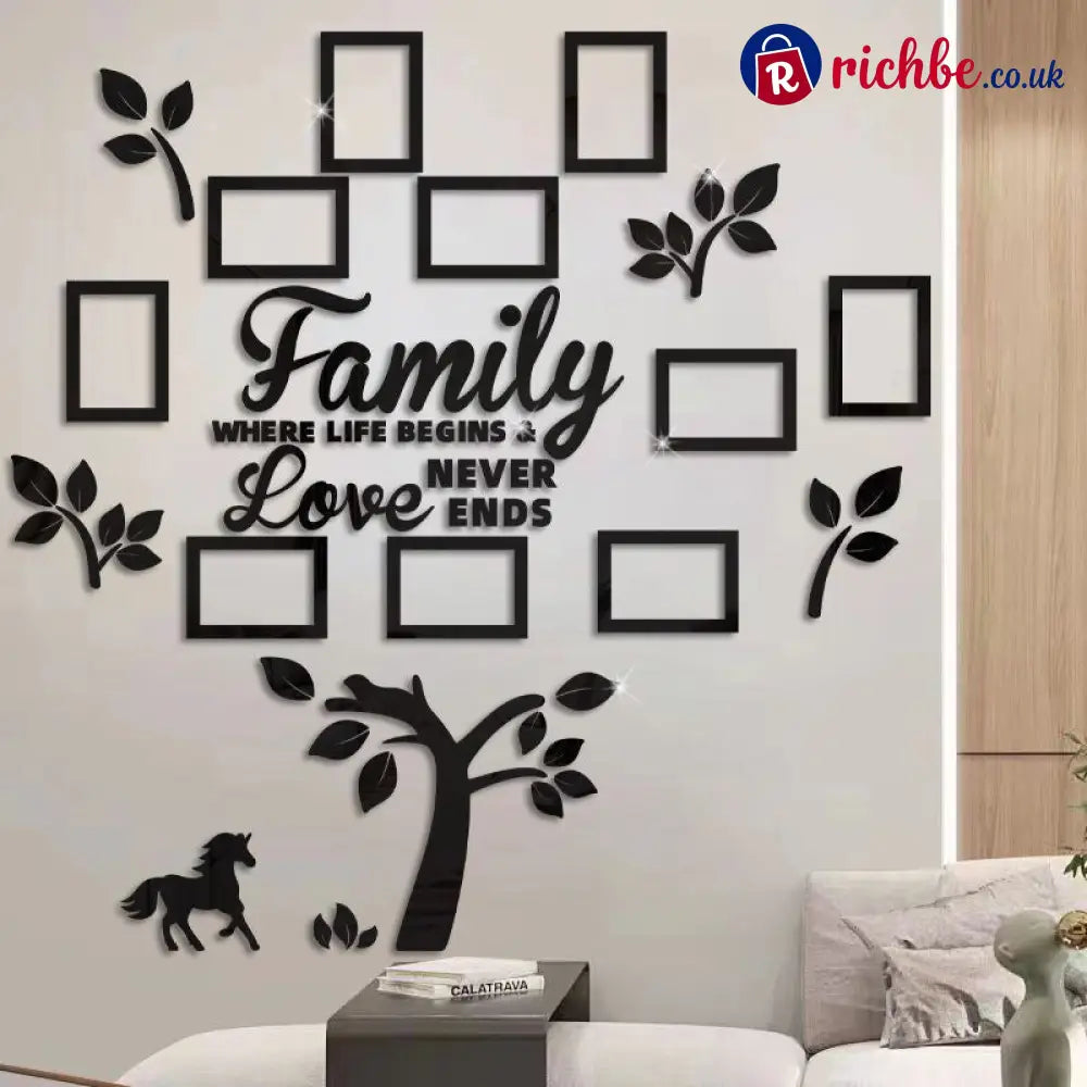 3D Family Tree Photo Frame Wall Sticker🏡🖼️ - Black / Small (100 × 100cm) - Best Sellers