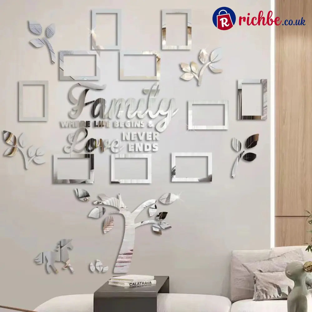 3D Family Tree Photo Frame Wall Sticker🏡🖼️ - Silver / Small (100 × 100cm) - Best Sellers