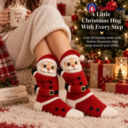 🎄3D Hugging Christmas Socks – Cute Knit Holiday Socks 5 Festive Designs