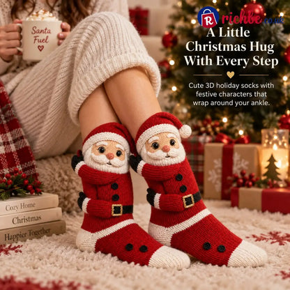 3D Hugging Christmas Socks – Cute Knit Holiday Socks 5 Festive Designs