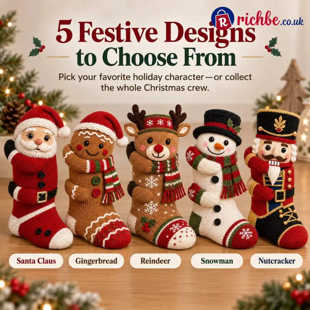 3D Hugging Christmas Socks – Cute Knit Holiday Socks 5 Festive Designs