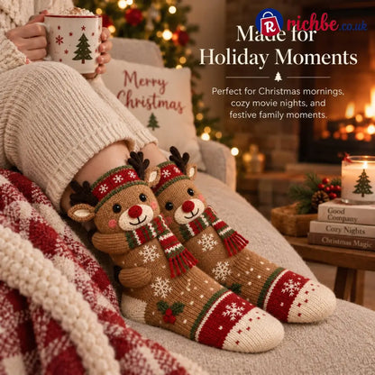 3D Hugging Christmas Socks – Cute Knit Holiday Socks 5 Festive Designs