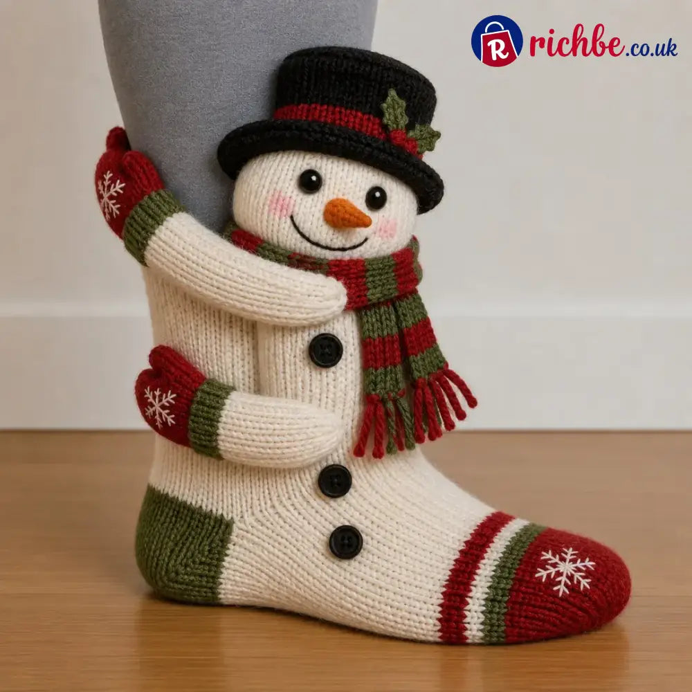 🎄3D Hugging Christmas Socks – Cute Knit Holiday Socks 5 Festive Designs - Snowman*1 Pair