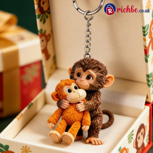 🐵 3D Viral Punch Monkey Keychain 💕- Emotional Gift for Animal Lovers Family Friends Loved Ones🎁 - Buy 1