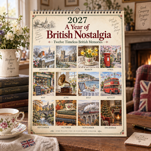 🗝️✨A Year of British Nostalgia — 2027 A4 Wall Calendar