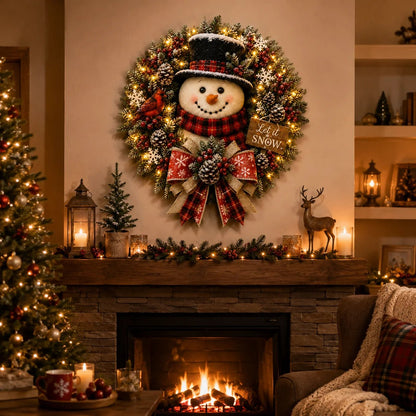 ✨✨Hot Sale 40% OFF⛄ Snowman Lighted Christmas Wreath™ – Festive Holiday Door Decor
