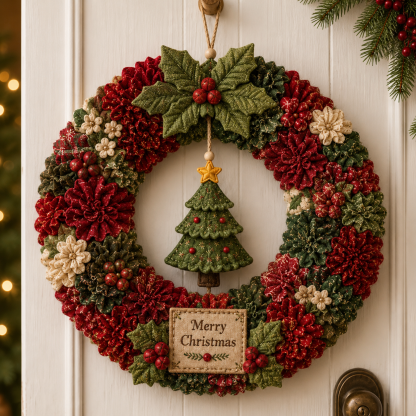 🔥49% Off Last Day - BUY 2 GET 1 FREE🔥🎄 3D Fabric Poke Wreath DIY Kit2