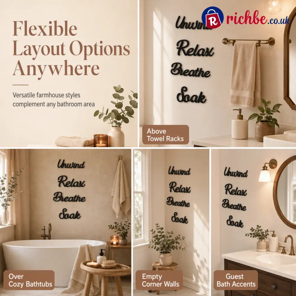 📢📢40% OFF!! ⏰4 Piece Farmhouse Bathroom Wall Decor Set🛁🧱 - 4PCS - Houseware & Kitchen