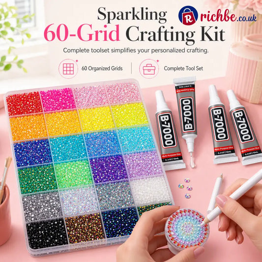 📢📢40% OFF!! ⏰AB Color Jelly Flatback Resin Rhinestones Kit with Storage Organizer Box Glue and Tools for DIY Nail Art