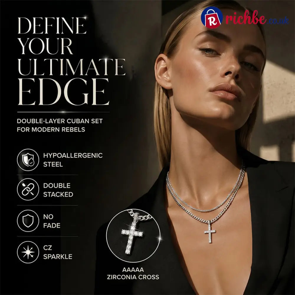 📢📢40% OFF!! ⏰Double Layer Cross Chain Necklace - Clothing & Accessories