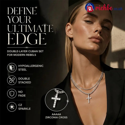 📢📢40% OFF!! ⏰Double Layer Cross Chain Necklace - Clothing & Accessories