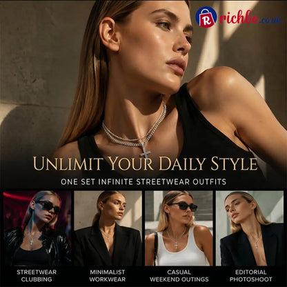 📢📢40% OFF!! ⏰Double Layer Cross Chain Necklace - Clothing & Accessories