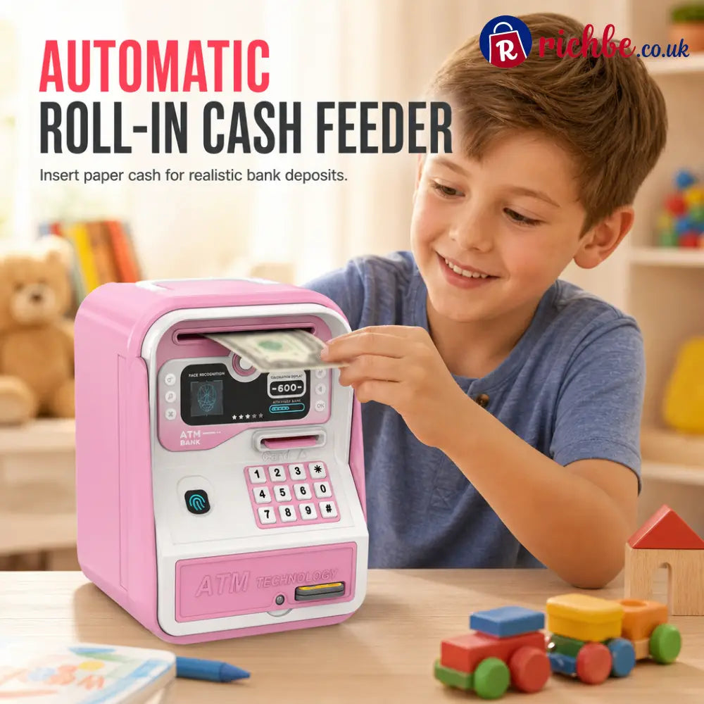 📢📢40% OFF!! ⏰Kids Electronic ATM Piggy Bank Toy with Password Lock Simulated Fingerprint Sensor Card Insertion and Auto