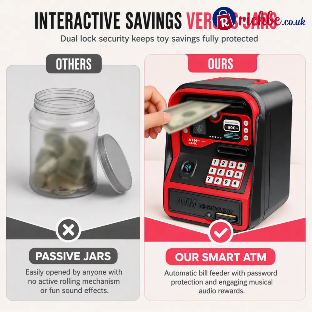 📢📢40% OFF!! ⏰Kids Electronic ATM Piggy Bank Toy with Password Lock Simulated Fingerprint Sensor Card Insertion and Auto