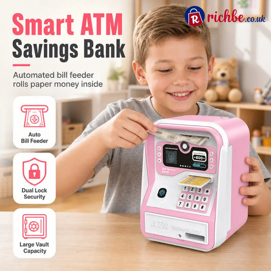 📢📢40% OFF!! ⏰Kids Electronic ATM Piggy Bank Toy with Password Lock Simulated Fingerprint Sensor Card Insertion and Auto
