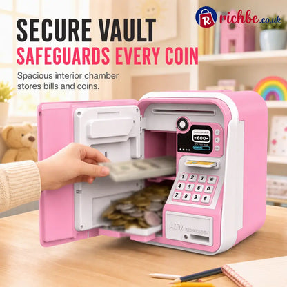 📢📢40% OFF!! ⏰Kids Electronic ATM Piggy Bank Toy with Password Lock Simulated Fingerprint Sensor Card Insertion and Auto