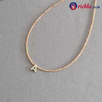 📢📢40% OFF!! ⏰Romantic Initial Beaded Choker Necklace - A - Clothing & Accessories