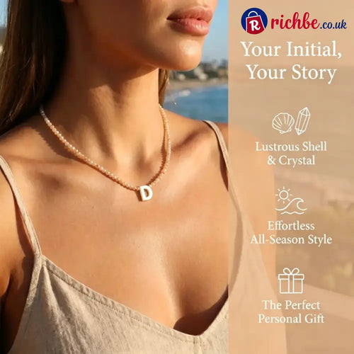 📢📢40% OFF!! ⏰Romantic Initial Beaded Choker Necklace - Clothing & Accessories