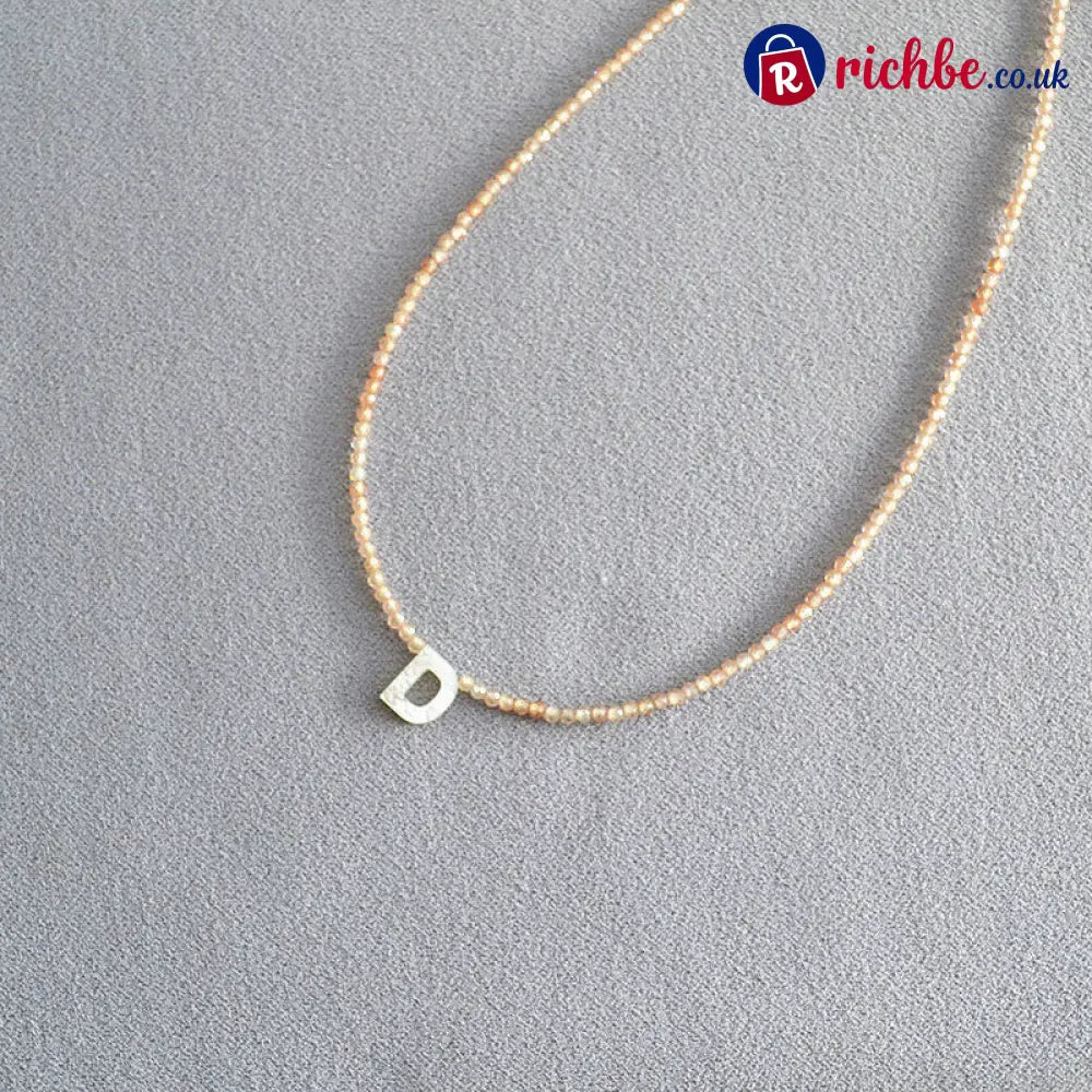 📢📢40% OFF!! ⏰Romantic Initial Beaded Choker Necklace - D - Clothing & Accessories