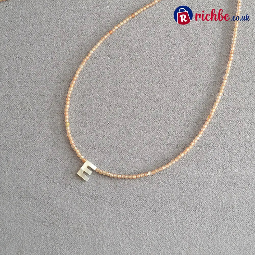📢📢40% OFF!! ⏰Romantic Initial Beaded Choker Necklace - E - Clothing & Accessories