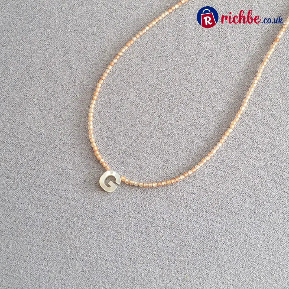 📢📢40% OFF!! ⏰Romantic Initial Beaded Choker Necklace - G - Clothing & Accessories