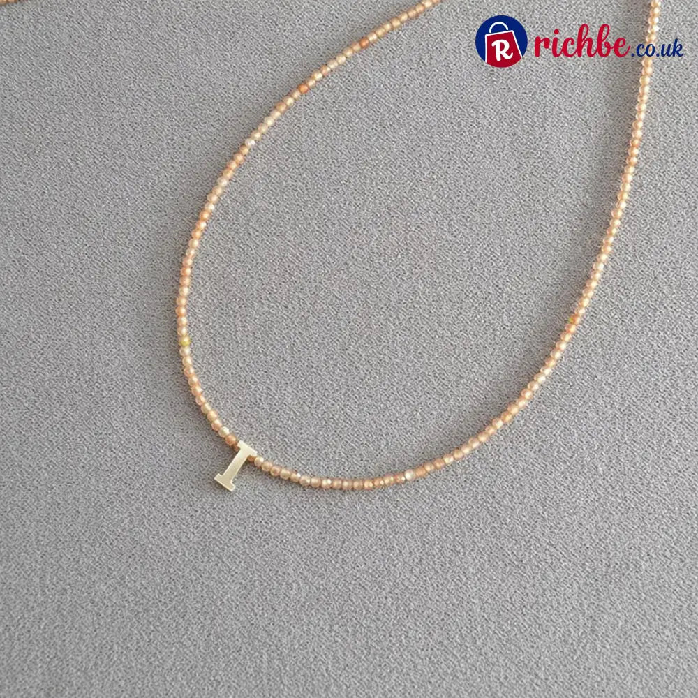 📢📢40% OFF!! ⏰Romantic Initial Beaded Choker Necklace - I - Clothing & Accessories