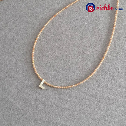 📢📢40% OFF!! ⏰Romantic Initial Beaded Choker Necklace - L - Clothing & Accessories