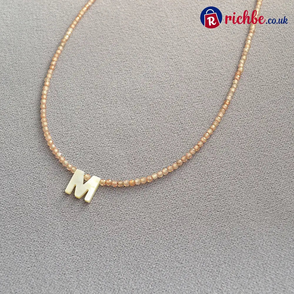 📢📢40% OFF!! ⏰Romantic Initial Beaded Choker Necklace - M - Clothing & Accessories