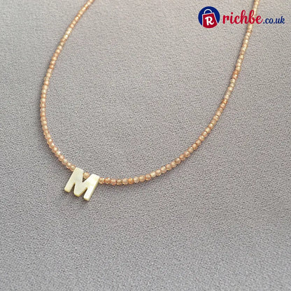 📢📢40% OFF!! ⏰Romantic Initial Beaded Choker Necklace - M - Clothing & Accessories