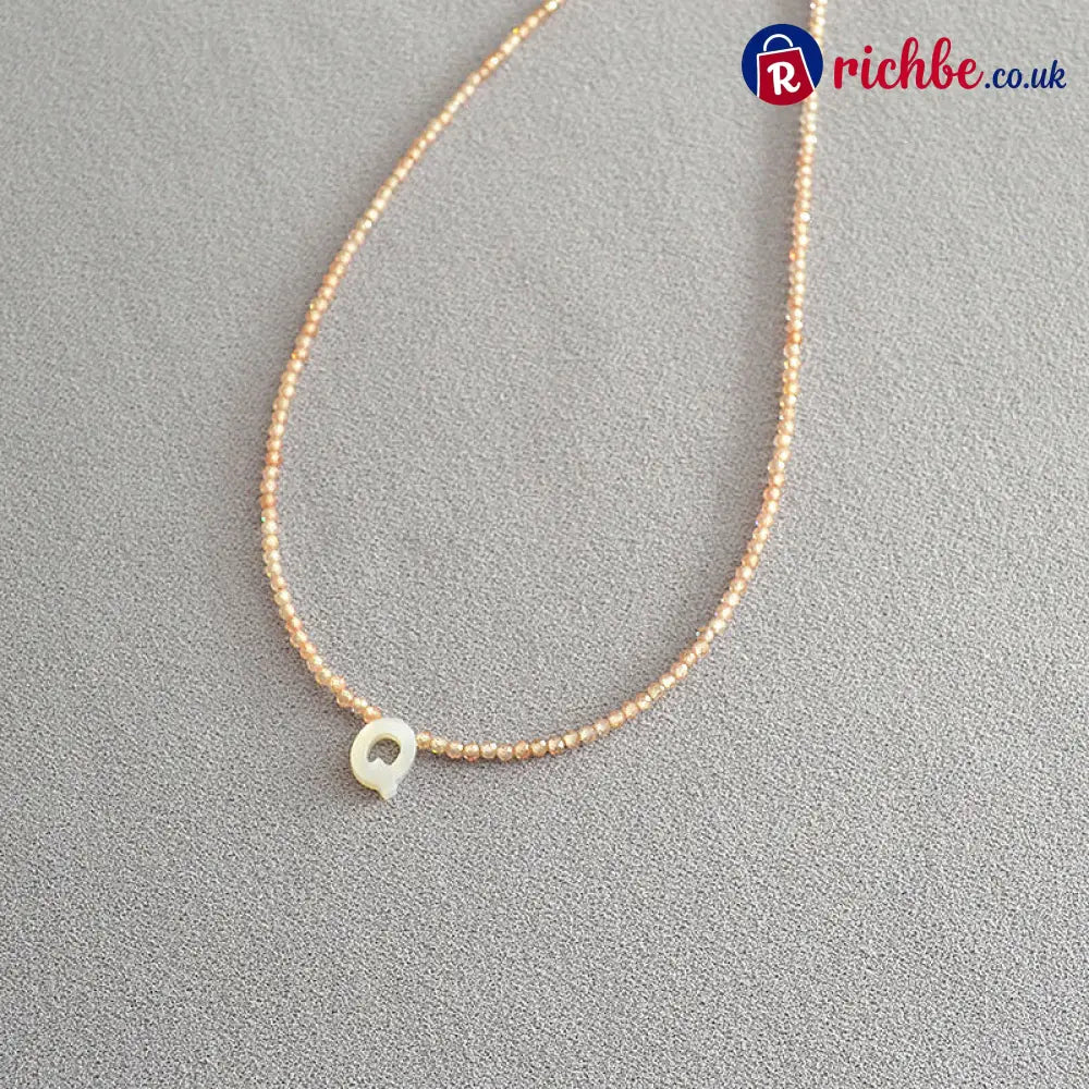 📢📢40% OFF!! ⏰Romantic Initial Beaded Choker Necklace - Q - Clothing & Accessories