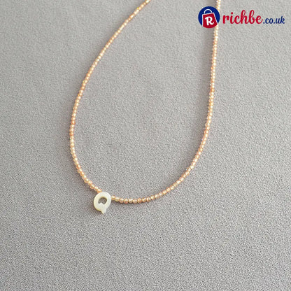 📢📢40% OFF!! ⏰Romantic Initial Beaded Choker Necklace - Q - Clothing & Accessories