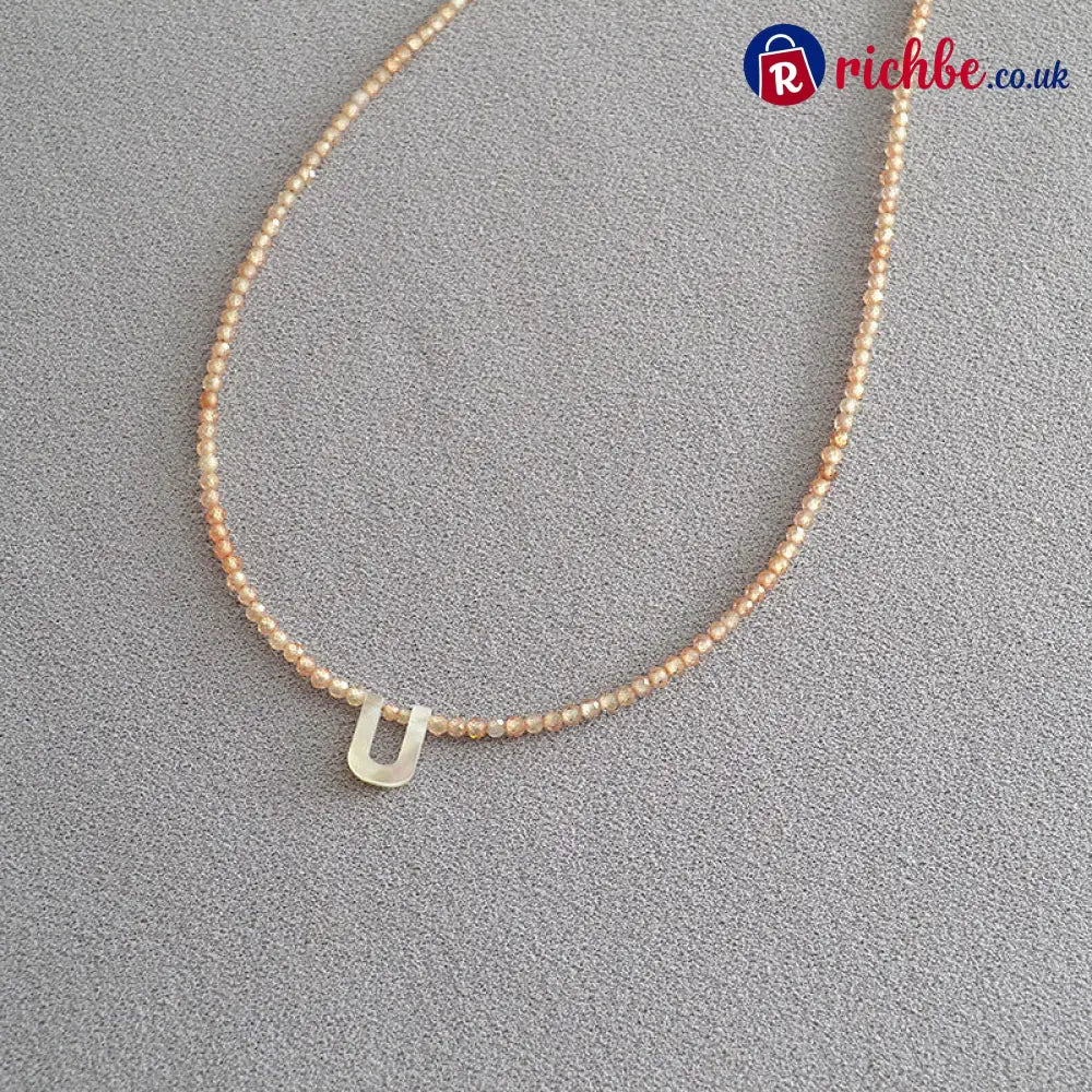 📢📢40% OFF!! ⏰Romantic Initial Beaded Choker Necklace - U - Clothing & Accessories