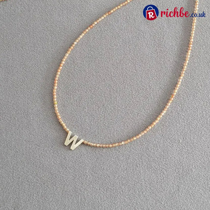 📢📢40% OFF!! ⏰Romantic Initial Beaded Choker Necklace - W - Clothing & Accessories