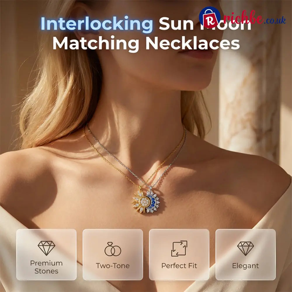 📢📢40% OFF!! ⏰Sun and Moon Pendant Necklace with Rhinestones - Clothing & Accessories