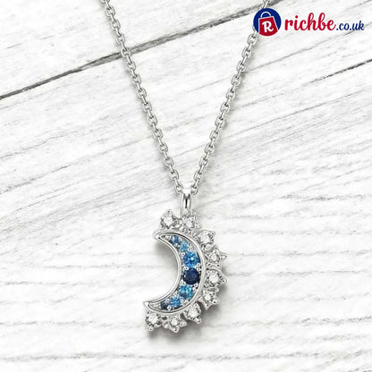 📢📢40% OFF!! ⏰Sun and Moon Pendant Necklace with Rhinestones - Necklace / Silver-Moon - Clothing & Accessories