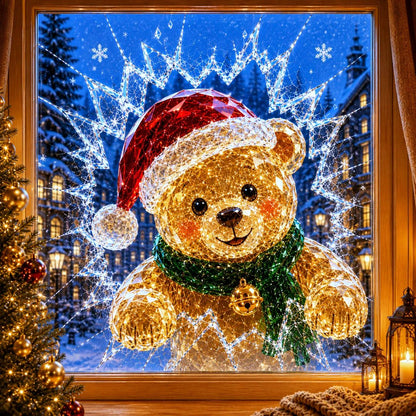 🔥Limited time 50% OFF -✨🎄Crystal Christmas Break-In Window Decal — 3D Shattered-Glass Holiday Window Decoration
