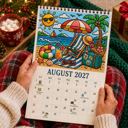 🔥🎨Color The Year 2027: Trace-By-Groove Creative Calendar📅| Seasonal Guided Coloring Wall Calendar With Markers