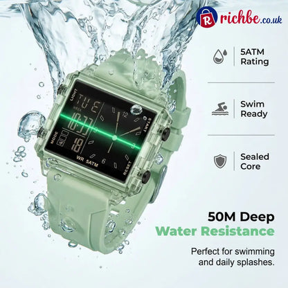 ⌚ 48% OFF NOW! 💥 Water-Resistant Transparent Digital Watch – 50M luminous display & hybrid design – Perfect for sports