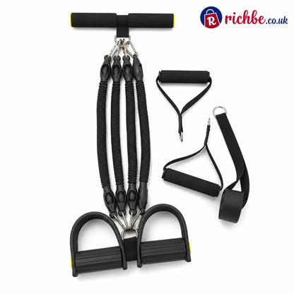📢📢 48% OFF! 💪 Pedal Resistance Band – 4 Resistance Levels Reinforced Carabiners & Full-Body Home Workouts - Black / 100