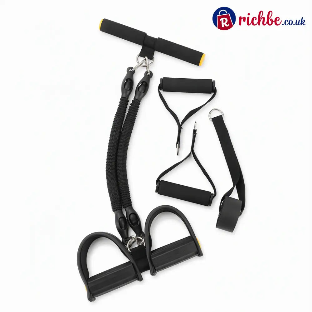 📢📢 48% OFF! 💪 Pedal Resistance Band – 4 Resistance Levels Reinforced Carabiners & Full-Body Home Workouts - Black / 50
