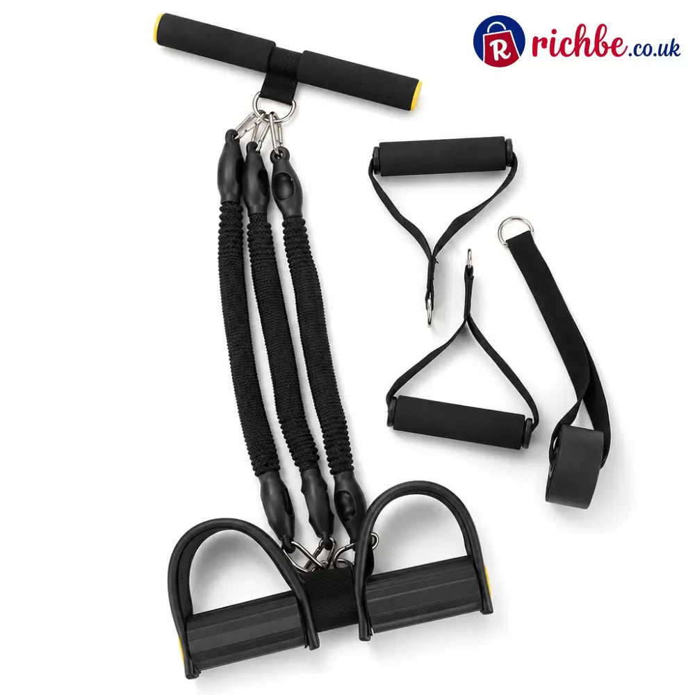 📢📢 48% OFF! 💪 Pedal Resistance Band – 4 Resistance Levels Reinforced Carabiners & Full-Body Home Workouts - Black / 75