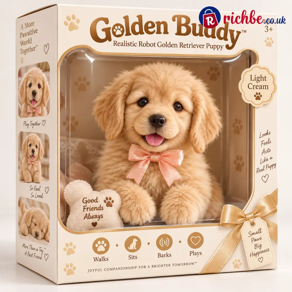 🎄 49% OFF – Golden Buddy™ Realistic Robot Golden Retriever Puppy