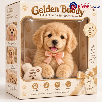 🎄 49% OFF – Golden Buddy™ Realistic Robot Golden Retriever Puppy