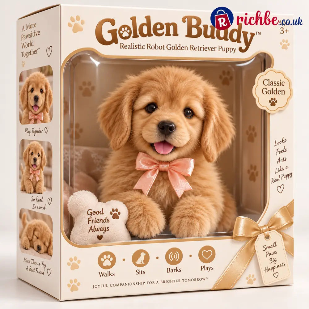 🎄 49% OFF – Golden Buddy™ Realistic Robot Golden Retriever Puppy