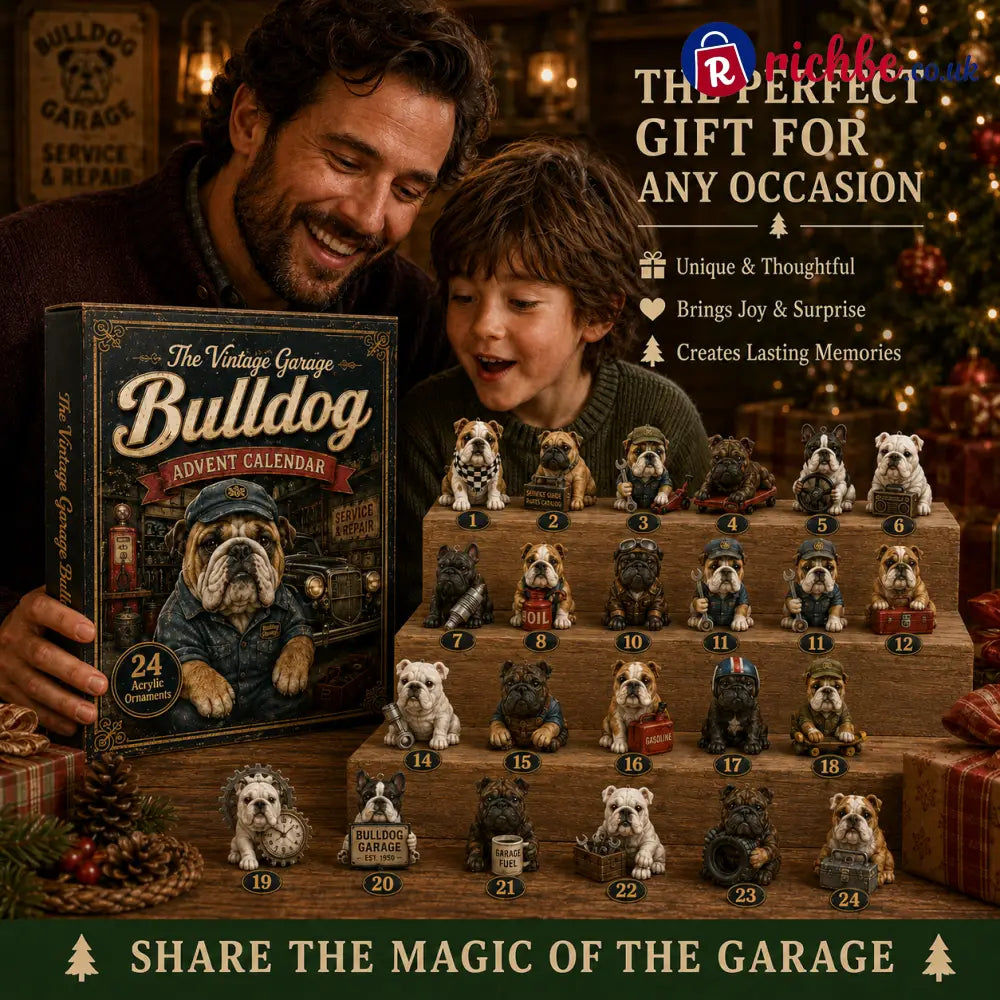 🔥49% Off Last Day -🔧 Vintage Garage Bulldog Acrylic Advent Calendar 2026 – 24 Days of Classic Bulldog Garage Surprises