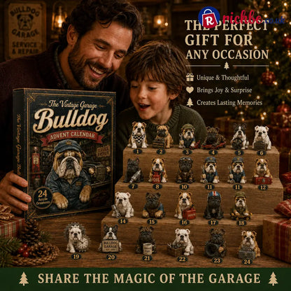🔥49% Off Last Day -🔧 Vintage Garage Bulldog Acrylic Advent Calendar 2026 – 24 Days of Classic Bulldog Garage Surprises