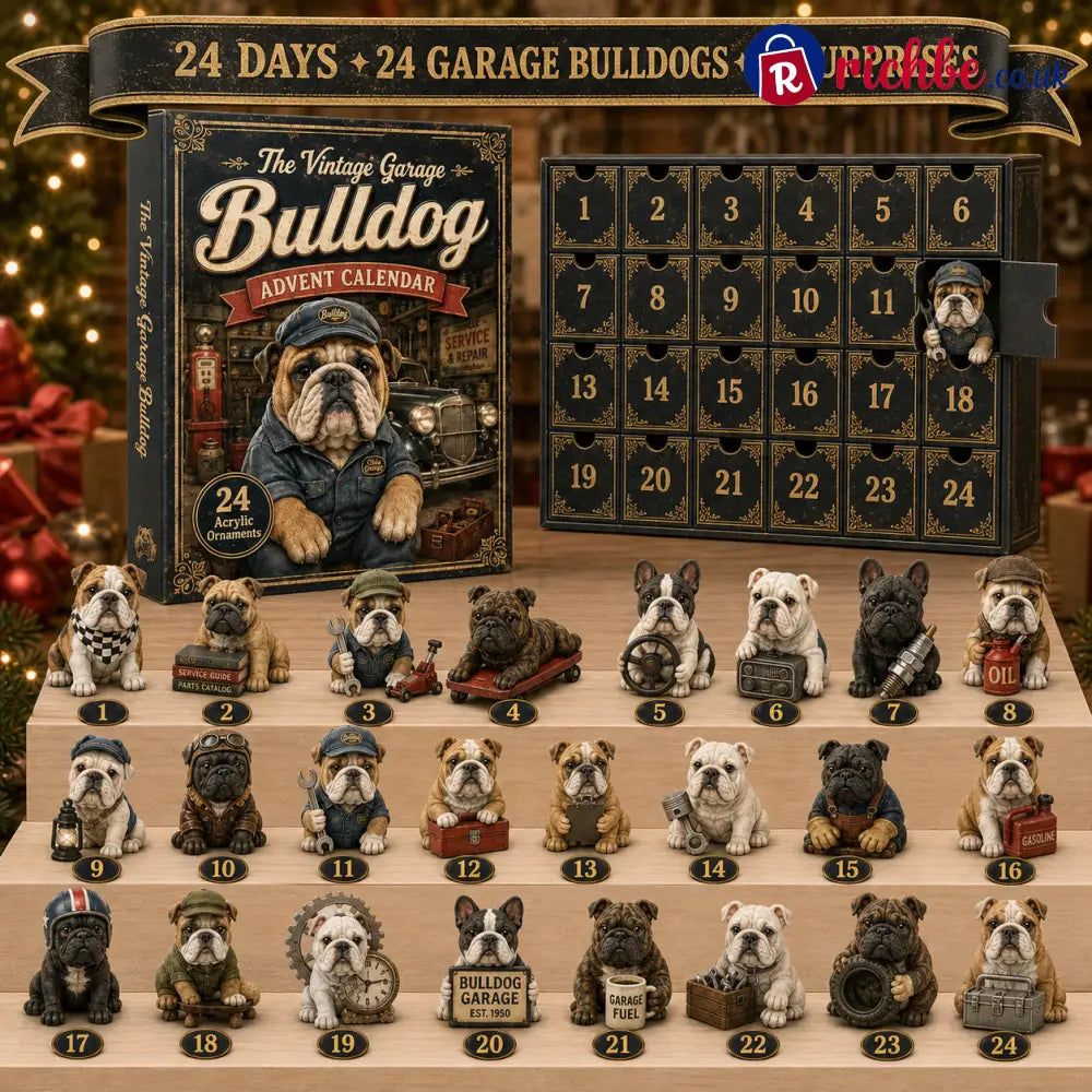 🔥49% Off Last Day -🔧 Vintage Garage Bulldog Acrylic Advent Calendar 2026 – 24 Days of Classic Bulldog Garage Surprises