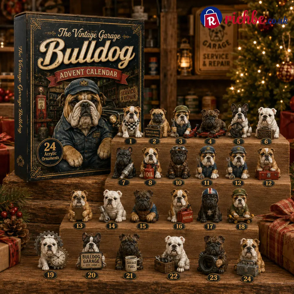 🔥49% Off Last Day -🔧 Vintage Garage Bulldog Acrylic Advent Calendar 2026 – 24 Days of Classic Bulldog Garage Surprises