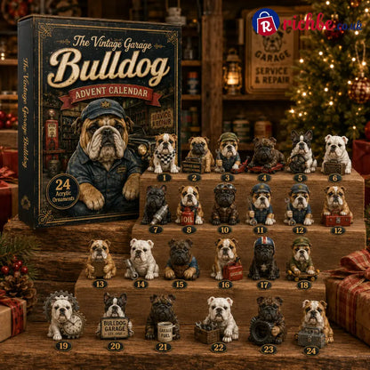 🔥49% Off Last Day -🔧 Vintage Garage Bulldog Acrylic Advent Calendar 2026 – 24 Days of Classic Bulldog Garage Surprises